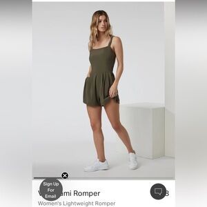 Vuori villa cami romper, size small, dark oregano